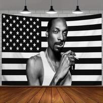 Monochrome Star Stripe Flag Tapestry Snoop Dogg Tank Top Diamond Chain Smoking Wall Blanket for Grunge Dorm Decor 100X70CM white