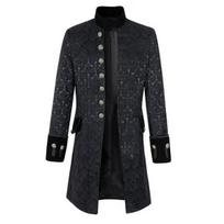 Vyriškas Steampunk Vintažinis frakas Vyriškas Gotikinis Viktorietiškas frakas Helovino kostiumas XXL juoda