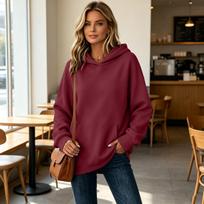 Women's Hoodie with Pockets - Casual Relaxed Fit Pullover Color Sweatshirt M brown