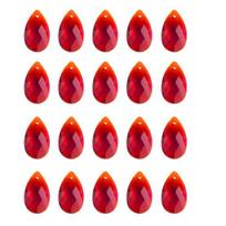 20Pcs Glass Water Drop Pendant Set 2mm Hole Size Clear Necklaces Bracelets Hair Stick Pendant DIY Jewelry Making Supplies 22 mm red