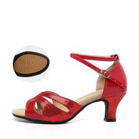 Guminis padas Moteriški lotynų šokių batai Dama Pokylių Tango Salsa Step Lotynų šokių batai mergaitėms Lotynų batai Vasariniai sandalai 40 raudona