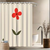Minimalist Red Flower Shower Curtain, Vibrant Design, Fade-Resistant Polyester, Durable Bath Decor W60H190(CM)-1 Pcs gray