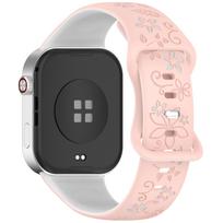 Graviruotas minkšto silikono dirželis Xiaomi Smart Band 8Pro 9pro, dviejų tonų, su gėlių raižiniu, laikrodžio dirželis Redmi Watch 4 5 6, atsparus vandeniui, pralaidus orui Xiaomi Band 9Pro 8Pro beige