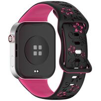 Graviruotas minkšto silikono dirželis Xiaomi Smart Band 8Pro 9pro, dviejų tonų, su gėlių raižiniu, laikrodžio dirželis Redmi Watch 4 5 6, atsparus vandeniui, pralaidus orui Redmi Watch 6 5 4 vidutinė violetinė-raudona spalva