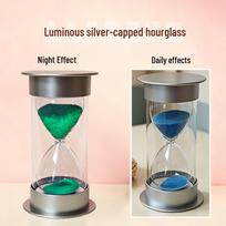 Luminous Drop-Proof Hourglass Timer - 8/16/25 Minute Sand Flow Home Decor Silver Cap 25min Luminous Blue Sand gray