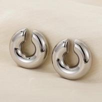 Stainless Steel Ear Cuff Exaggerated Wide C-Shaped No Puncture Clip Earrings Gold Silver Smooth Jewelry Wedding Girl Gifts beige