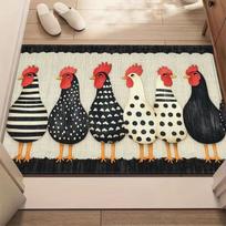 Fun Cartoon Chicken Doormat Mat - Non-Slip Machine Washable Rug for Dining & Bathroom Decor, Indoor Use, Chicken Kitchen Rugs 40X60CM white