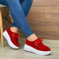 Madingi Nauji Moteriški Laisvalaikio Kedai Storu Padu Seklūs Suede Patogūs Suvarstomi Platforminiai Batai Dideli Dydžiai 35-43 Zapatillas De Mujer 35 blue