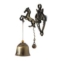 Senovinis arklio dramblio pelėdos formos varpas, Helovino kabančių durų dekoras Horse black