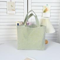 Japanese Plaid Bento Bag - Stylish, Portable Handbag for Moms and Students beige