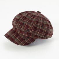Retro plaid hole octagonal hat women's autumn and winter new fashion versatile newsboy hat show face little British style painter hat black