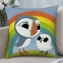 Puffin Rock P-Preschool Pillow Case D Print Polyester Fiber _  Home Sofa Throw Pillow Cover Decoration Festival Gifts,(2) 60x60cm yellow