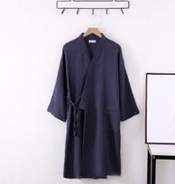 Nauji pavasario ir rudens japoniški kimono chalatai pora medvilniniai krepiniai chalatai moteriški kimono chalatai moteriški miego drabužiai XL blue