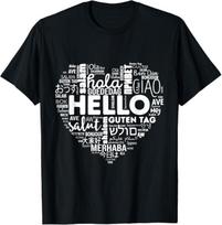 Hello In Different Languages Multilingualism Heart T-Shirt XL gray