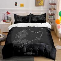 Nürburgring Race Track Map Poster Bedding Duvet Cover Set Duvet Cover Pillowcases  (1*Duvet Cover 2*Pillowcases, without duvet insert) 135x200cm black