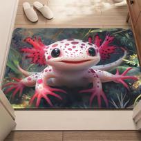 1pc Vibrant Axolotl Pattern HD Printed Door Mat - Non-Slip, Absorbent Microfiber Polyester Rug for Bathroom, Bedroom, Living Roo 40X60CM white