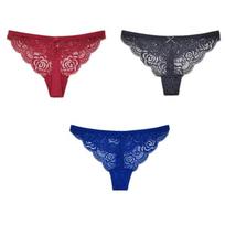3Pcs/Set Julexy Big Thongs Lace Sexy Women Panties Solid Plus Size Hollow Out Underwear G-string 1XL-4XL Lingerie for Women 1XL brown