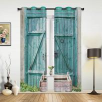 Medinės durys Retro užuolaidos miegamajam svetainei užuolaidos virtuvei vaikų kambariui lango užuolaida modernus namų dekoras 135W x 60H(cm) x1 gray