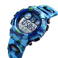 Skmei Digital Watches for Kids Colorful LED Sports Waterproof Chronograph Camouflage PU Strap Boy Girl Wristwatch black
