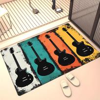 Elektrinės gitaros muzikinės temos kilimas Krištolinio aksomo svetainės kilimas Roko grupės dizainas Spalvotas dryžuotas raštas Minkštas pliušinis grindų kilimėlis 80x120cm orange