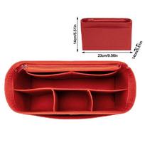 Felt Insert Bag Large Capacity Multi-Pocket Handbag Organizer with Zipper Storage Bag for LV Speedy25/30/35/Gentlewoman red