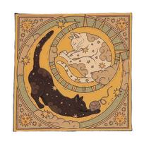 Moon Cats Pattern Astrology Tablecloth Tarots Divinations Tablecloth Altars Cloth Divinations Board Game Accessory B 50x50cm beige