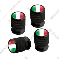 Car CNC Aluminum Germany Italy France Tricolor Flag Emblem For Citroen Peugeot Fiat Kia 4pcs Tire Valve Air Port Stem Cover Caps black