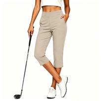Women's High Waist Color Pants with Pockets for Yoga Golf Work Casual S beige
