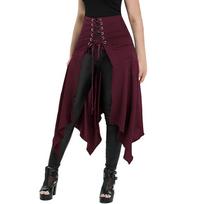 Women's Vintage Skirts Irregualr Hem Steampunk Long Skirt Gothic Cosplay Dress Skirt XXXL raudona