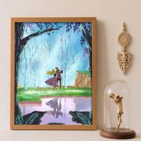 Disney Diamond Painting Set Classic Sleeping Beauty Home Decor Craft, Perfect Handmade DIY Gift Idea Round 20x30cm blue