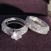 Couple Wedding Ring Set - Two-piece Ring Finger Ring Shining Brightly 11 black