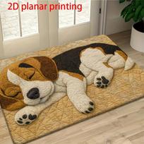 VIKAMA Cute 3D Sleeping Beagle Dog Print Doormat Non-Slip Dirt Trapper Washable Floor Mat for Entryway Dog Lovers 40X60CM black