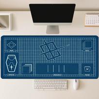 Grid Cutting Mat Pattern Large Mouse Pad Non Slip Rubber Extended Desk Mat For Gaming Office Workspace Keyboard Mouse Setup 800x300x2mm
