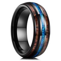 Madingi 8MM auksinės spalvos nerūdijančio plieno žiedai vyrams, kupoliniai su žaliu abalono kriauklių intarpu, vestuviniai sužadėtuvių papuošalai, dovana 12 black
