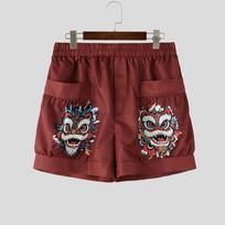 INCERUN Men Elastic Waist Print Pockets Casual Loose Shorts Pants 5XL