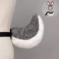 Lapės Ausų Lankelis Uodegos Rinkinys Suaugusiųjų Kostiumas Šventė Cosplay Gyvūno Festivalio Aksesuaras Oranžinis Baltas Ar Rūdas Wild Judy Bunny Tail - Gray White gray