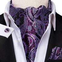 Hi-Tie Prekės ženklo Vyriškas Ascot Skarelė Manžetai Rinkinys Žakardinis Raštas Gėlių Raštas Vintage Kaklaraištis Didmeninė prekyba Vyrams Vestuvėms Verslui brown