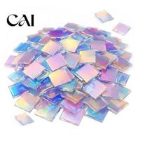 Double-sided Holographic Tiles Mini Iridescent Acrylic Squares, Translucent Rainbow Pieces, 2cm 3cm Transparent Craft Squares for DIY Crafts, 2cm 50pcs