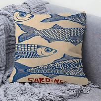 Sardine Lobster Ocean Animal Pillow Cover Sofa Cushion Cover Home Room Decoration Children Gift 40cmx40cm gray