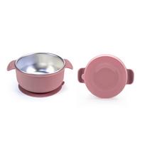 Nerūdijančio plieno padalinta vaikiška lėkštė su silikoniniu siurbtuku ir neslystančia šilumos izoliacija Children's Stainless Steel Tableware gray