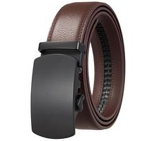 Dvisluoksnis karvės odos diržas, verslo automatinio sagties diržas Ly25-1064-1 110-130CM black