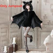 Helovino Juodas Vampyras Šikšnosparnis Cosplay Kostiumas Moteriškas Juodas Piktas Siaubo Su Gobtuvu Šikšnosparnio Rankovėmis Jumpsuit Cosplay Helovino Kostiumai Cos Stockings black