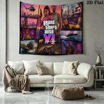 GTA žaidimo sieninė gobelenas Estetiškas sieninis kabinamas spausdinto audinio pledas Dekoratyviniai gobelenai miegamajam svetainei namų dekoravimui 130cm x 150cm