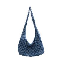 Crossbody Bag, Niche Checkerboard Pattern Fashionable Dumpling Bag, Casual Single-shoulder Bag šviesiai mėlyna spalva