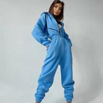 Madingas Elegantiškas Gobtuvinis Kombinezonas Moterims Laisvalaikio Kombinezonas Jumpsuit Ruduo Žiema Vienspalviai Gobtuviniai Kombinezonai Sportinė Apranga Rompers Sportiniai Kostiumai XL gray