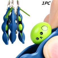 Fidgeting Toys Relaxation Edamame Toys Squishy Press Beans Keychain Cute Stress Adult Plaything Rubber Girls Boys Xmas Gift yellow