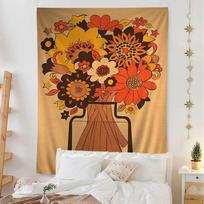 VIKAMA 70s Retro Tapestry Psychedelic Tarot and Bohemian Wall Art Suitable for Living Rooms Bedrooms and Meditation Spaces 74x94cm(29x37in) black