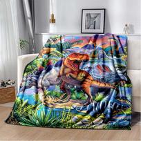 Ugninis T-Rex Dinozauro Rašto Flanelinis pledas, Vaikams skirtas priešistorinis pledas 80cm x 120cm gray