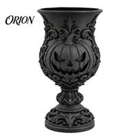 Desktop Pen Organizer 3D Printed Gothic Pumpkin Holder, Retro European Style Relief Stationery Desk Organizer, Goblet Shape for Makeup Brushes
