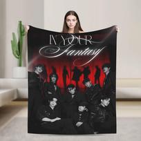 Kpop Ateez Band Soft Warm Blanket  Picnic Plush Throw Blanket Street Trend Outdoor Flannel Bedspread Sofa Bed Cover 30x40in gray